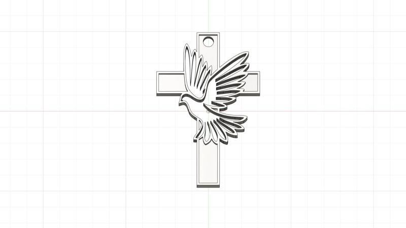 Cross and Dove Key Ring - First Communion Church
