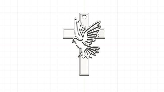 Cross and Dove Key Ring - First Communion Church