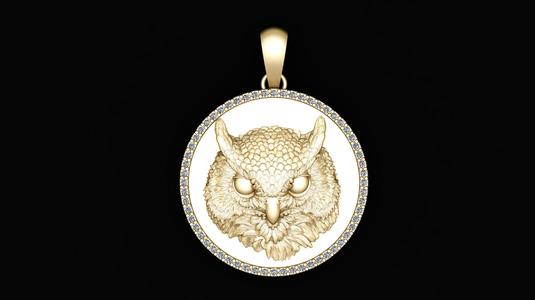 owl pendant jewelry gold   3d printable model