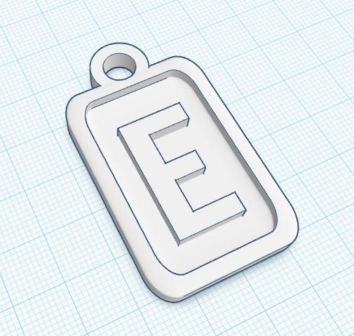 Modern Letter Keychain - E (A-Z Collection) - 3D Printable Personalized Keyring