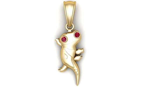 3D gold lizard pendant
