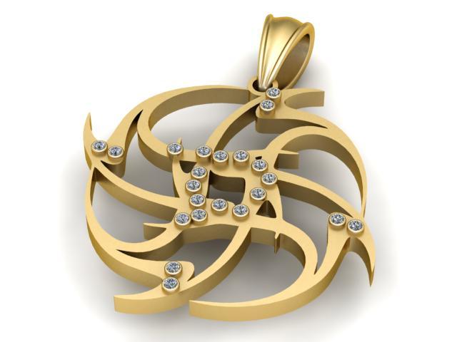 Round Gold Pendant 3D Printable Model,