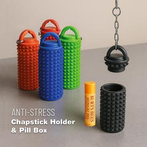 Spiky Fidget Keychain, Anti Stres Toy, Chapstick Holder, Pill Box, Container Design, Multi-Purpose, for ASMR - ADHD