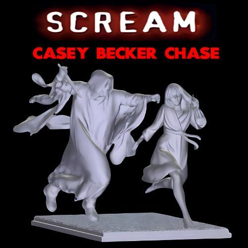 Scream Ghostface Chasing Casey Becker Diorama Model