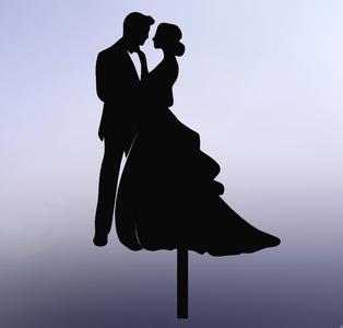Bride and Groom Facing Each Other Cake Topper – Elegant 3D Printable Design