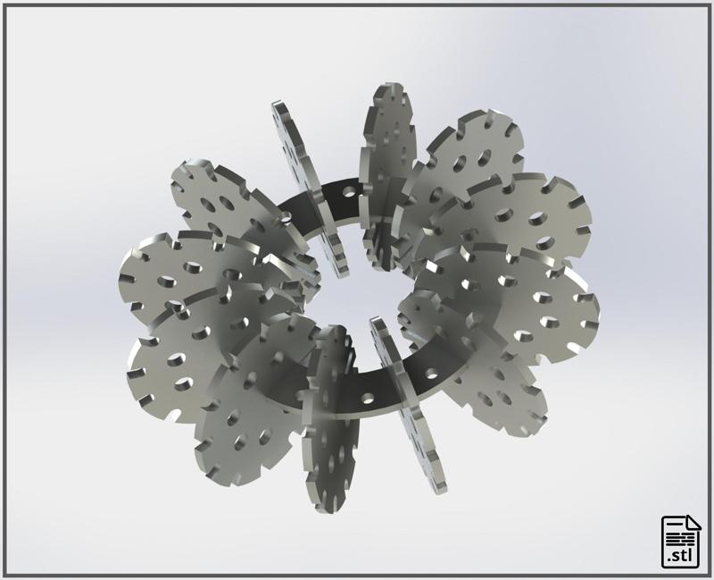 Rodin Coil Torus .STL | 12 inch 300mm. x 80mm. Diameter Coil | iToroid Vortex Wave Field Generator | PEMF Coil 2 x 12 groves