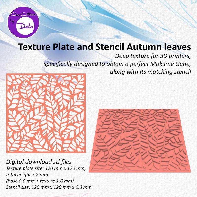 Polymer clay texture plate and stencil Autumn leaves