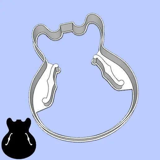 Music cookie cutters - guitar body shapes - Gibson ES-335 (style 1)