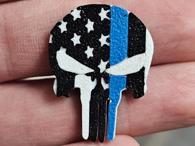 Thin blue line punisher skull golfball marker