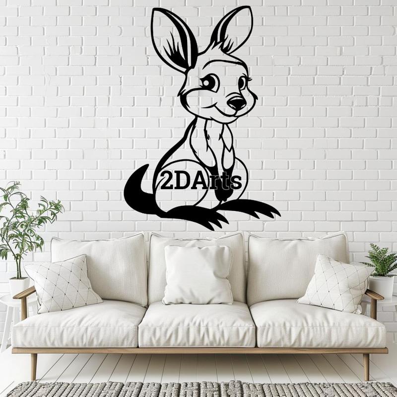 Cartoon Kangaroo 2D Wall Art/Window Art - Digital STL & SVG File for 3D Printing or Laser Cutting