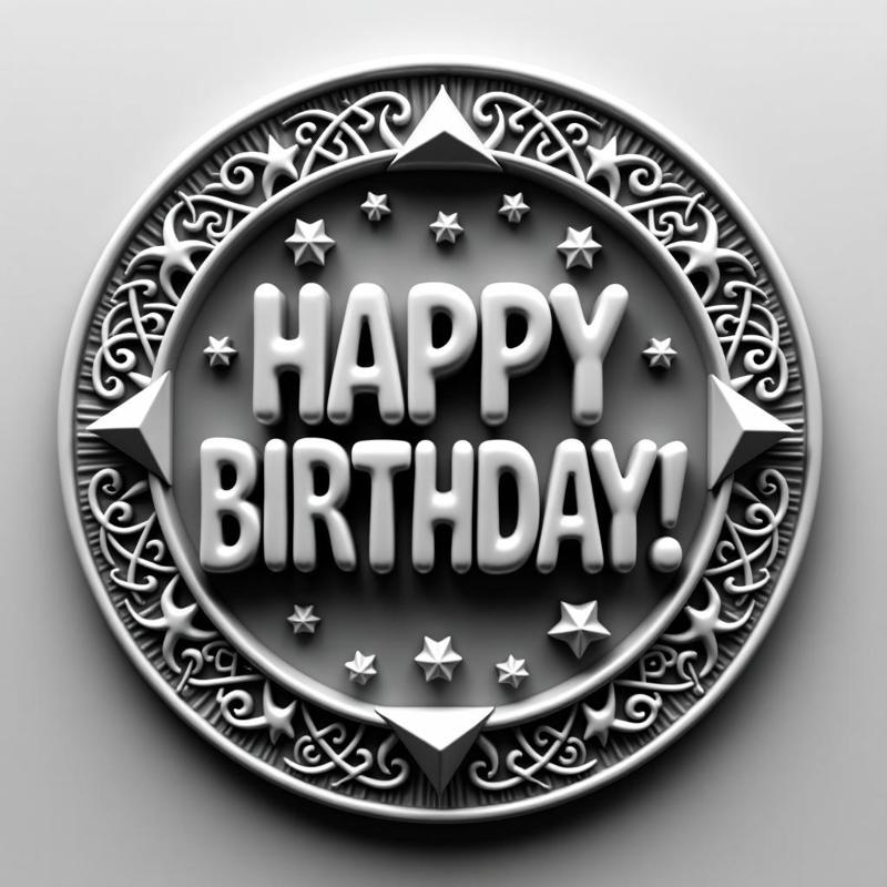 happy birthday diamond rim coin token wall art