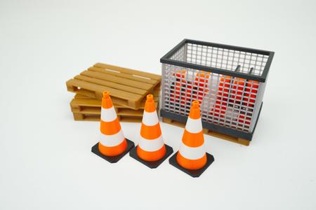 Traffic cone and cage with palette 1/14 scale