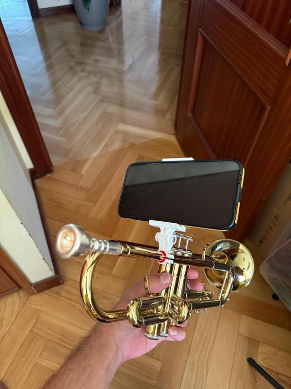 Mobile phone holder for trumpet