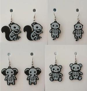 Skeleton Animal Bundle – Halloween Earring & Keychain STL Set (No AMS Needed, 2-Color)