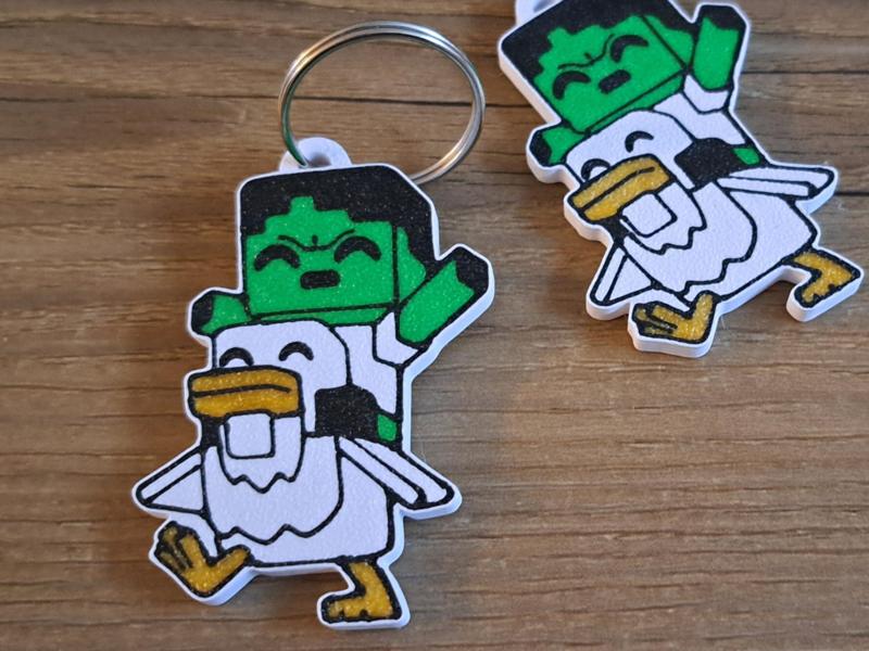 Minecraft Chicken Jockey keychain