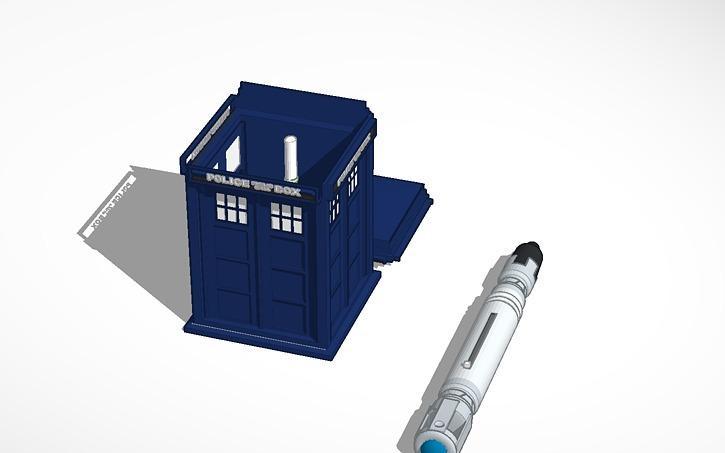 a whovian's dream tardis with console inside and sonic screwdriver