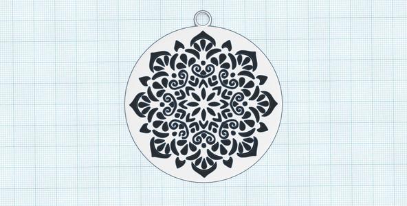 Mandala pendant, floral mandala, printable decoration, geometrical symmetry wall art decor, tag, keychain, fridge magnet