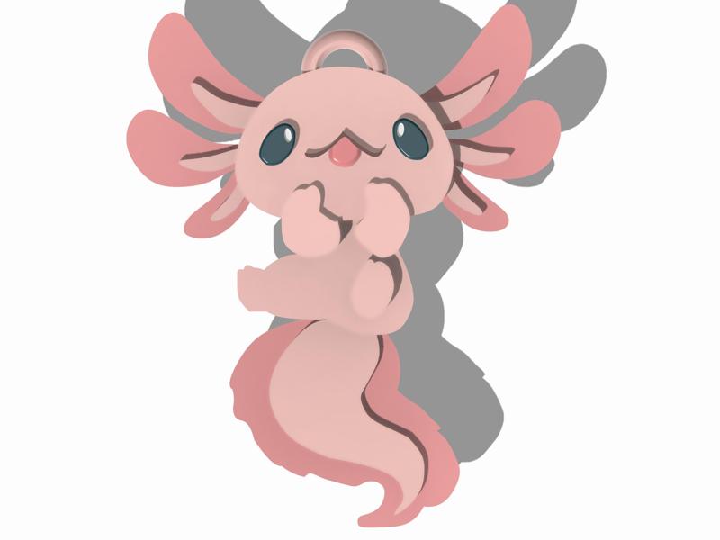 Tender ajolotl keychain, chibi Axolotl keychain