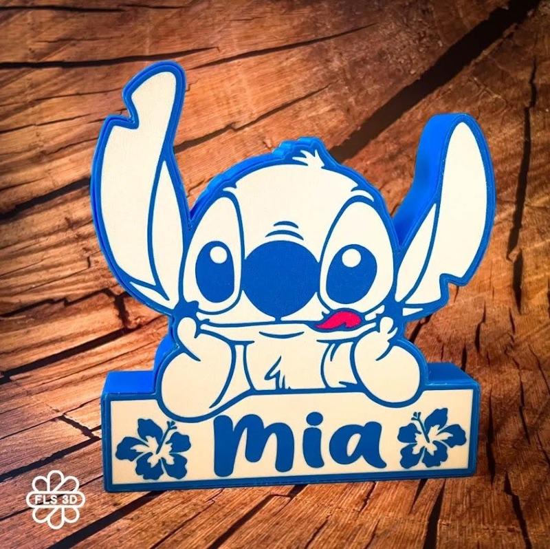 Stitch 3D Lightbox with Personalized Nameplate