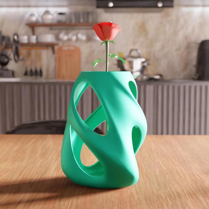 3D Modern Wireframe Vase STL File - 082