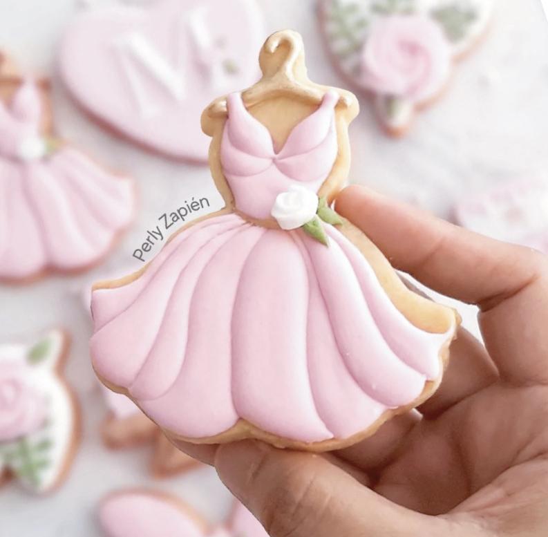 👗 Elegant Dress Cookie Cutter & Stamp Set