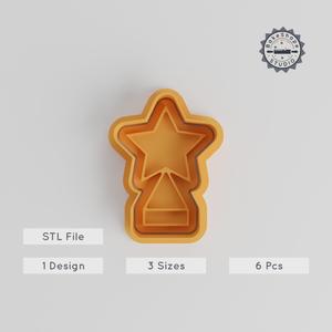Star Shape Cutter & Stamp Bundle, Perfect for Cookies & Fondant, 3 Sizes, S/M/L, Celestial Christmas & Holiday Decoration