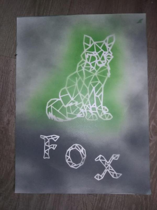 Origami/pochoir Renard- origami/stencil fox