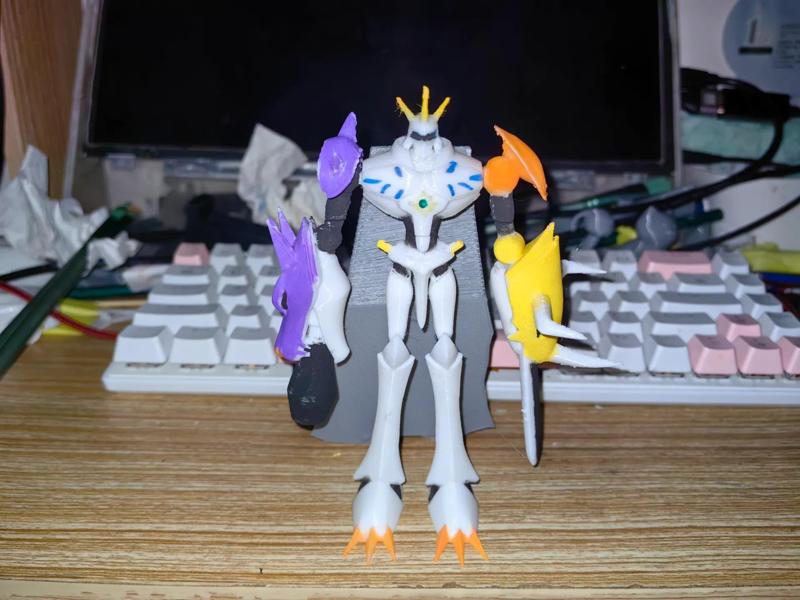 Digimon Royal Knights Series Part 1: Omnimon, formed by the fusion of WarGreymon and MetalGarurumon, is exceptionally easy to print and assemble