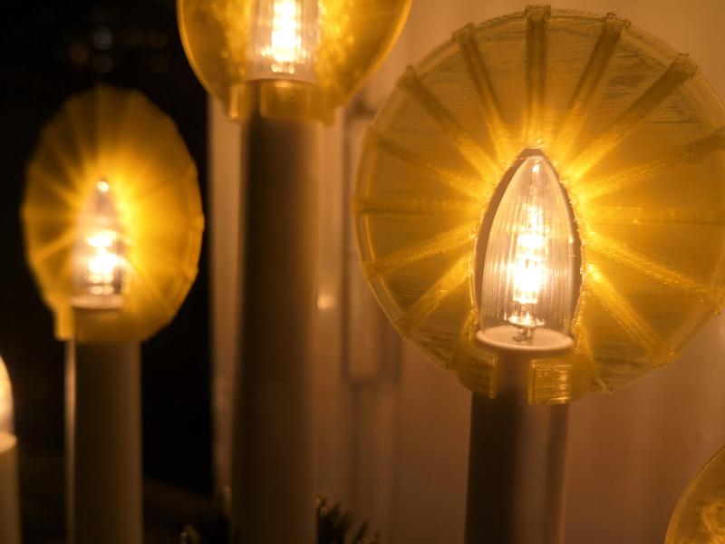 Halo for electric Advent candelabra or christmas tree lights