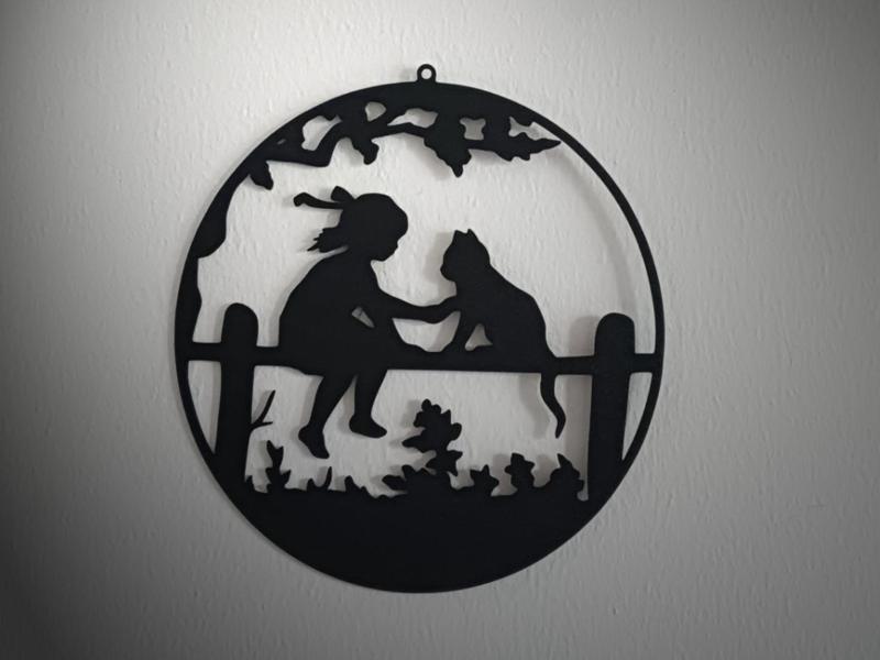 Cat and Girl Walldecoration