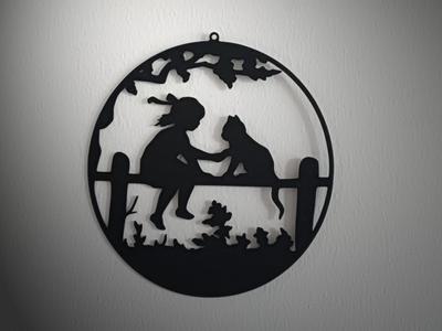 Cat and Girl Walldecoration