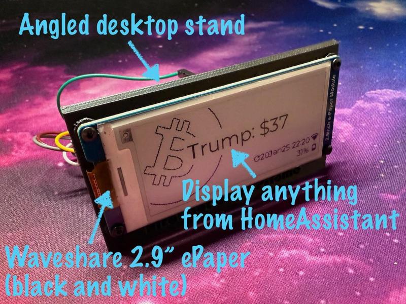 2.9" ePaper stand, Firebeetle2 backpack, battery