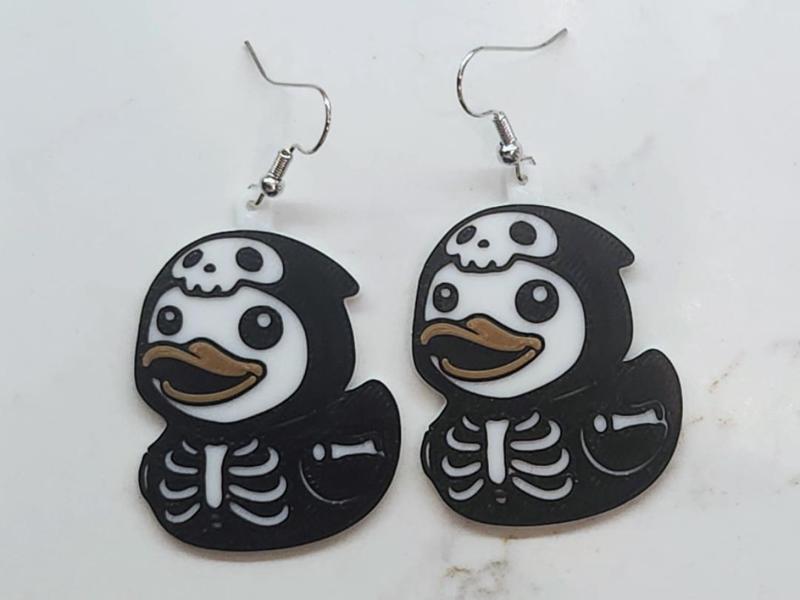 Rubber Duck Skeleton Earrings