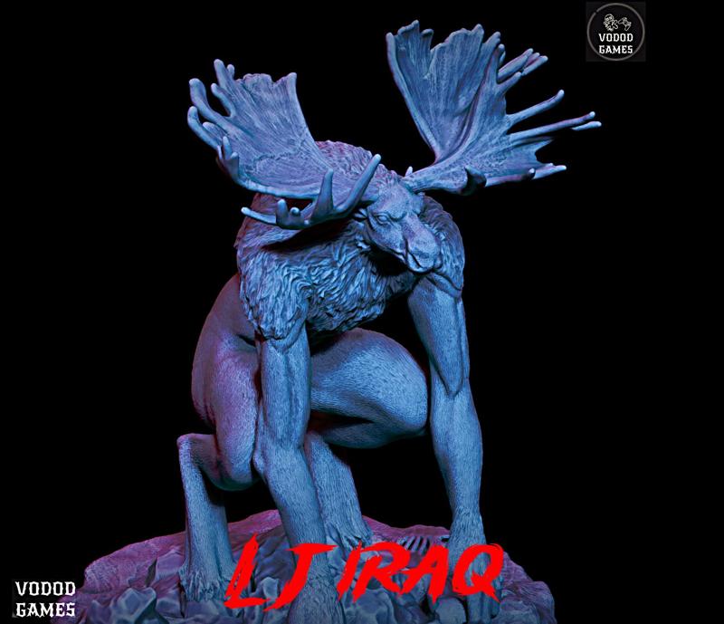 Ljiraq MOOSE MAN 3D printable diorama | deer MOOSE creature | jouten | ritual jungle god |jungle deer devil god