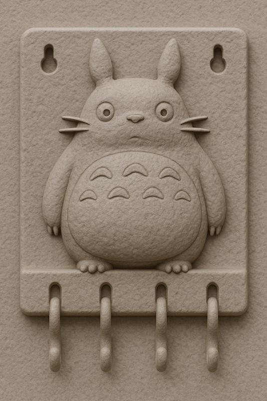 Totoro Key Holder Wall Plaque – Studio Ghibli Inspired Cute Wall Hook for Entryway or Office