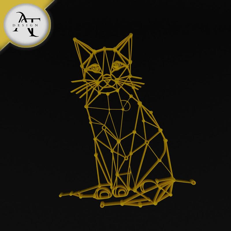 Cat - Line Art - 2D Wall Art Decor