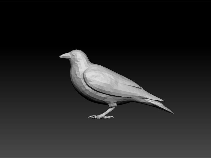Crow - lowpoly crow for game unity3d- ue6 - bird crow 3d model for 3d print
