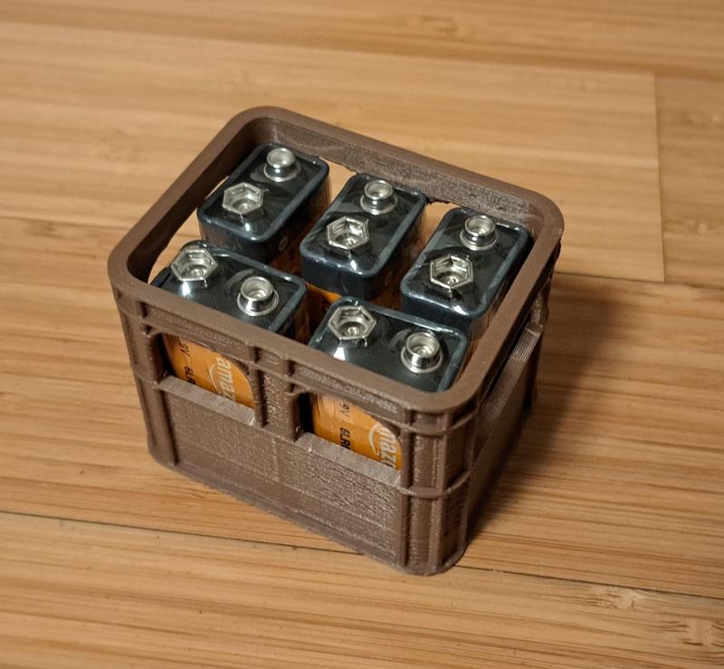 Beer crate battery holder for 9V batteries