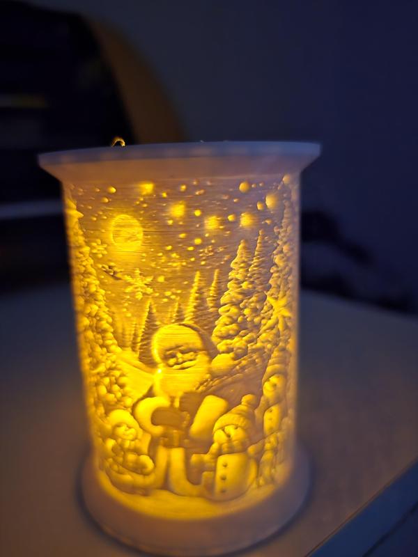 lithopane cilinder with 2 pictures christmas theme