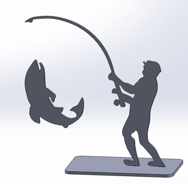 Fisherman with rod and fish