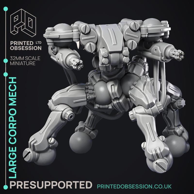 Corporate Walker Mech - Heavy Support -  cyberpunk 32 mm scale