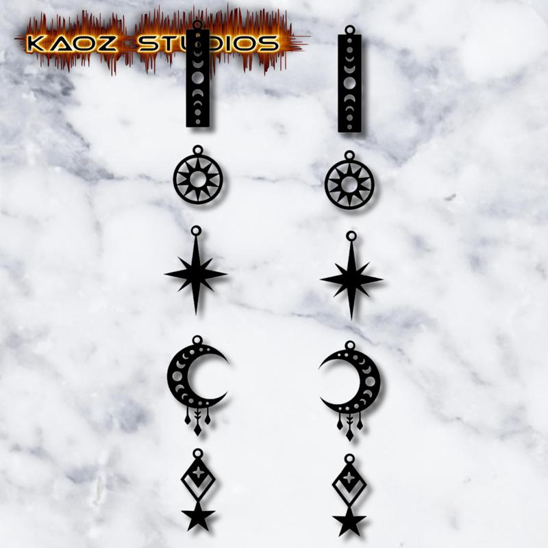 celestial earrings pack moons stars and planets