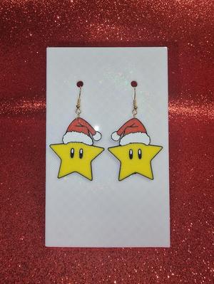 Christmas Super Mario Star earrings
