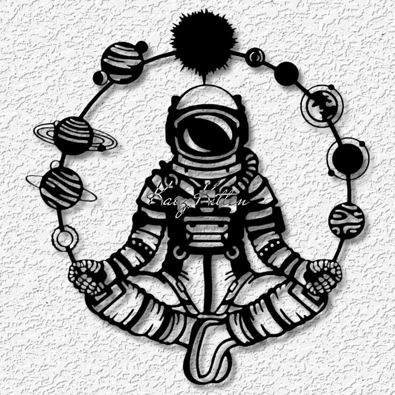 astronaut chi wall art space solar system home decor