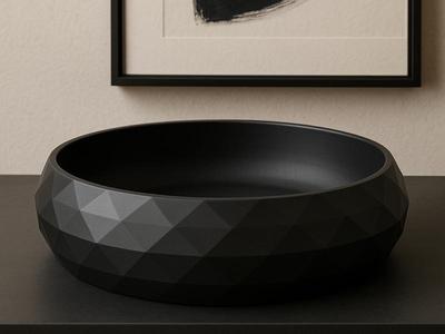 Geometric Entrance Bowl  Modern Matte Black Design