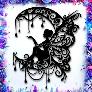 fairy mandala moon wall art fairie wall decor fantasy decoration