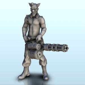 Clown with mini-gun 2 (+ supported version) - Post-Apo Zombies universe 15mm 20mm 28mm 32mm 42mm