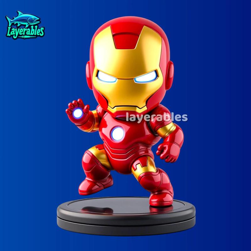 Iron Man STL File – Chibi Iron Man 3D Print Model – Marvel Superhero Resin Figurine