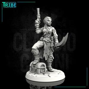 (0018) Female human elf fish tiefling pirate with gun
