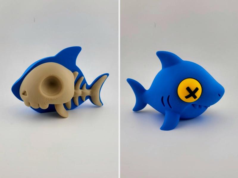 Kawaii Dead Shark Cute Print with Skeleton no ams